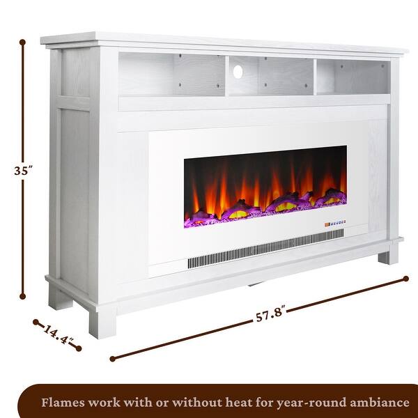 Cambridge San Jose Fireplace Entertainment Stand in White with 50